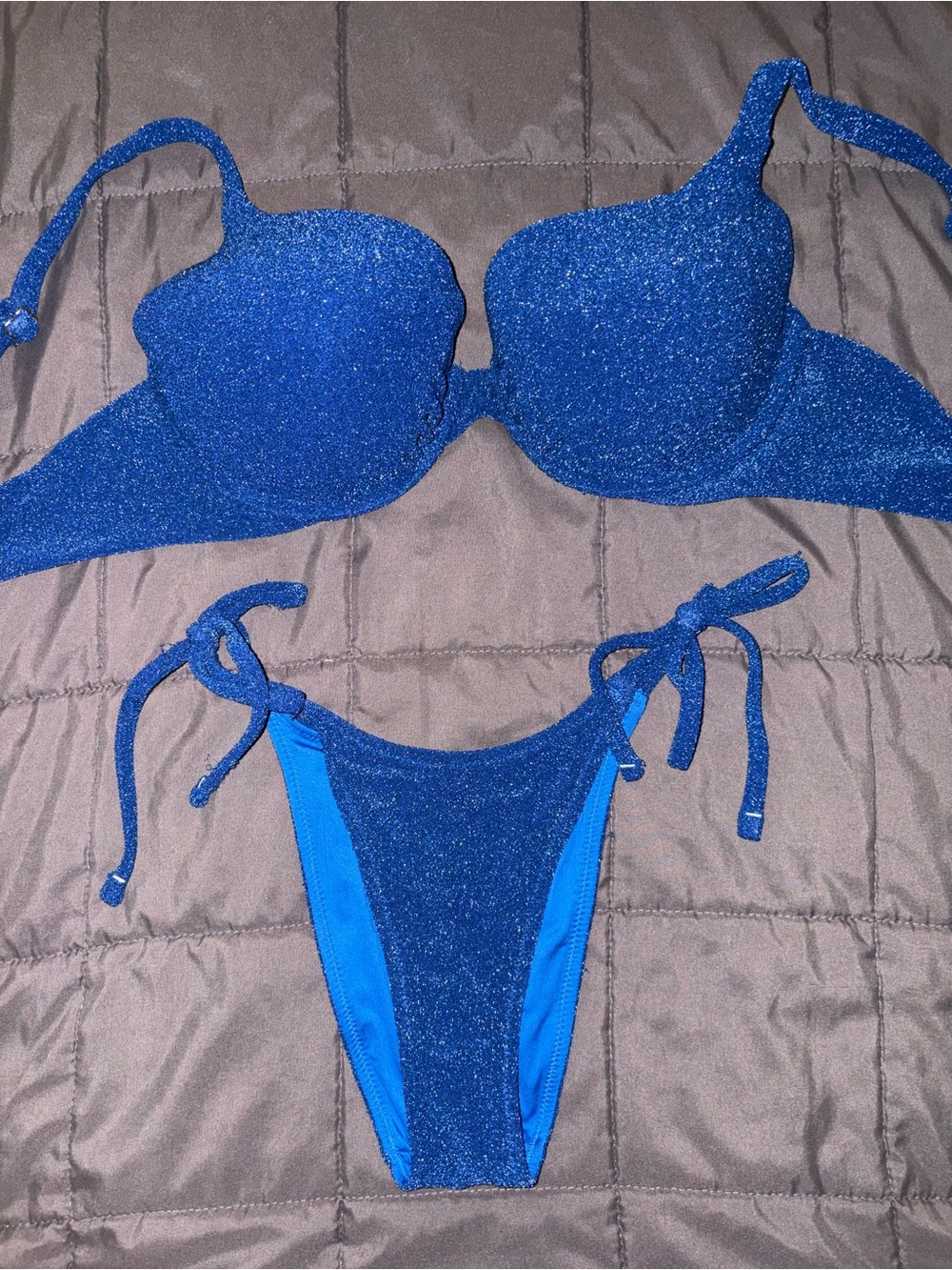 Victoria's Secret Sparkling Cobalt Tie-Side Bikini Bottom